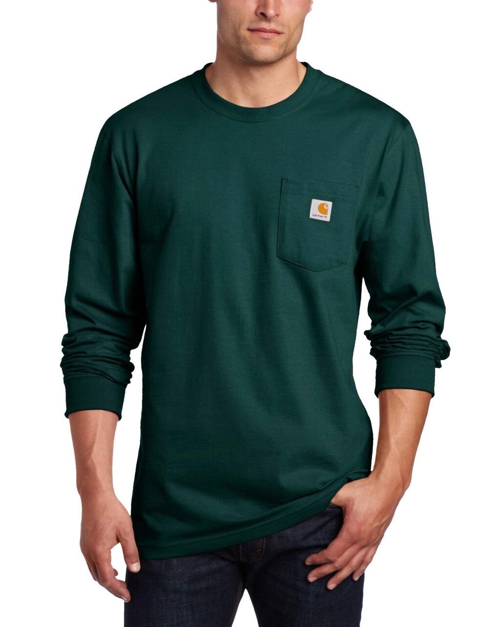 Carhartt Original Fit Long Sleeve Pocket T-Shirt Men’s Hunter Green 100% Cotton